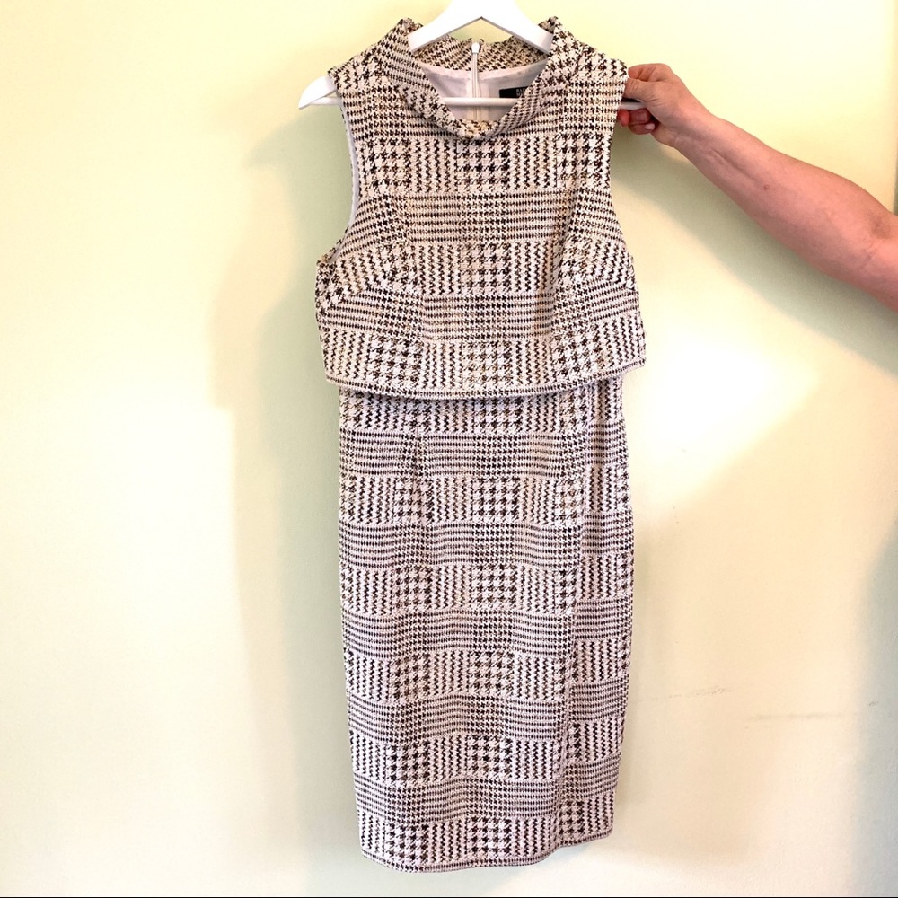 Badgley Mischka Tweed Gold Accent Dress